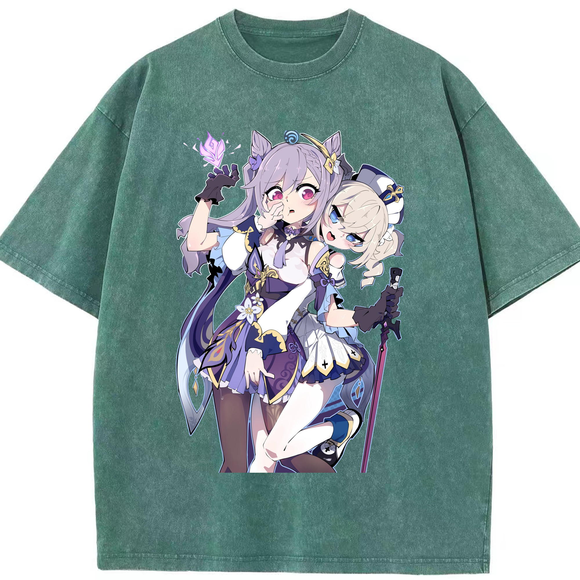 げんし神 刻晴 こくせい genshin Kokusei 綿100% ヴィンテージ風 半袖Tシャツ（フロントプリント）